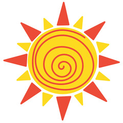 Sun vector illustration in flat color design