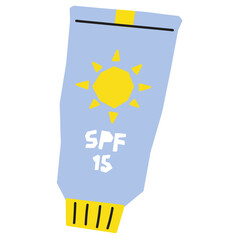 Sunscreen tube vector illustration in flat color design