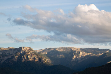 Fototapeta premium View and Cloudscape from Paloma Pass, Cazola; Segura and Las Villas National Park; Jaen; Spain