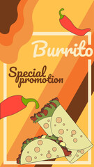 Mexican tacos and burritos design element, banner promotion, social media post or landing page