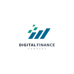 digital finance logo design with grow concept