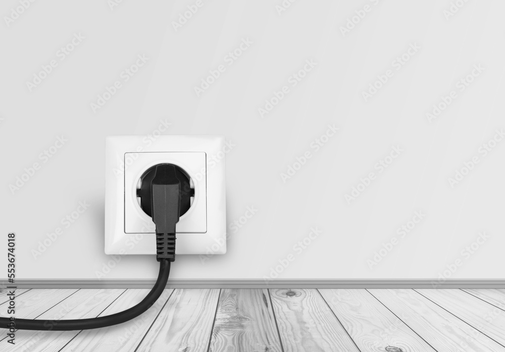 Wall mural Power cable and electrical outlets in house