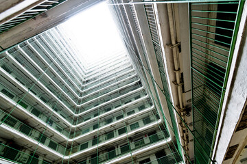 Packed apartment building in Hong Kong - obrazy, fototapety, plakaty