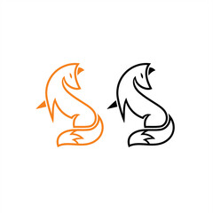 Creative Monoline Icon or Logo for Fox or Wolf Concept	