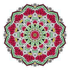 Vector mandala colorful vintage art, ancient Indian Vedic background design, old painting texture with multiple mathematical shapes
