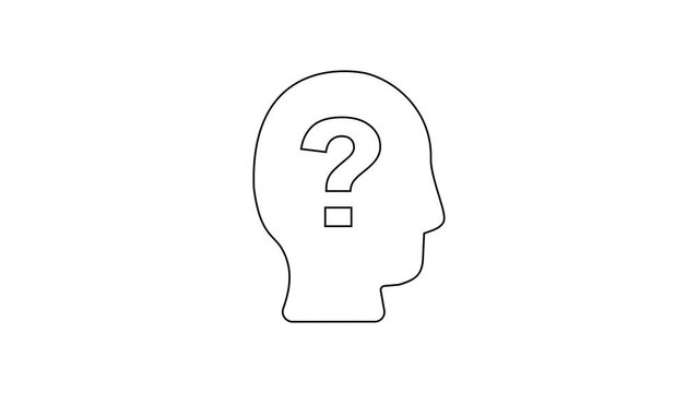 Black line Worker icon isolated on white background. Business avatar symbol user profile icon. Male user sign. 4K Video motion graphic animation