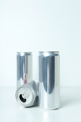 Concept of drink, blank cans with space for label