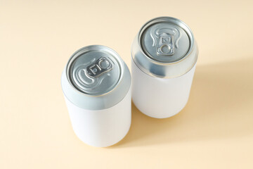 Concept of drink, blank cans with space for label