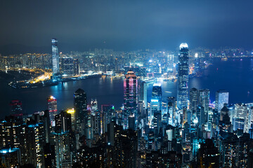 Fototapeta na wymiar Aerial view of Hong Kong cityscape at night