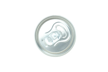Blank can, close up and top view, isolated on white background