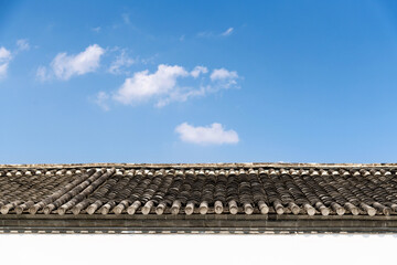 Chinese style roof under blue sky
