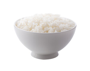 Cooked Jasmin Rice in white bowl on transparent png