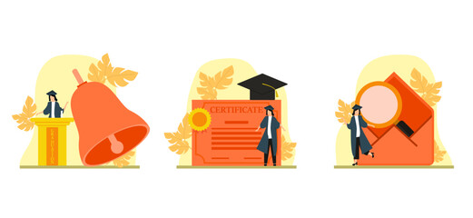 Graduation Flat Bundle Design Illustration