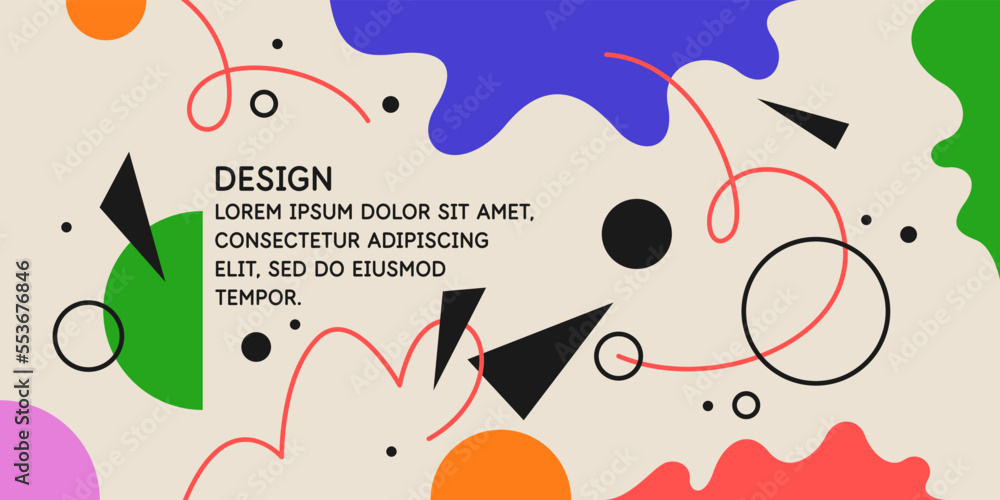 Poster modern geometric composition of various shapes. illustration for design. abstract background in the 