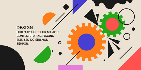 Obraz premium Modern geometric composition of various shapes. Illustration for design. Background in the trend chart.