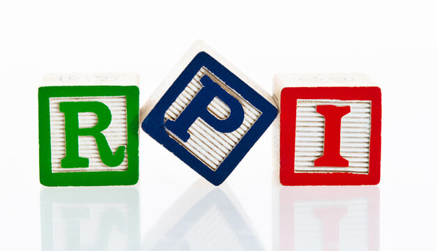 Word RPI writing with wooden blocks