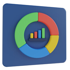 data analytics 3d render icon with transparent background