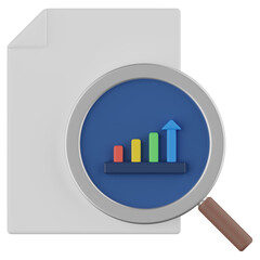 report analysis 3d render icon with transparent background