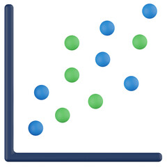 scatter graph 3d render icon with transparent background