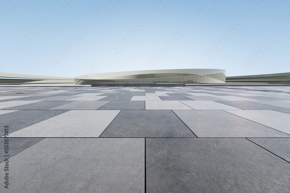Poster 3d render of abstract architecture space with empty concrete floor, car presentation background.