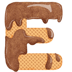 Alphabet waffer of chocolate clipart.delicious sweet bakery letter.