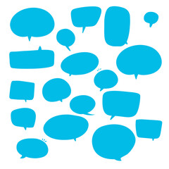 Set of speak bubble text, chatting box, message box outline cartoon illustration design. Balloon doodle style of thinking sign symbol. color cute and lovely chat speech sticker. box, text, dialog, art