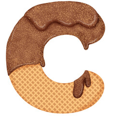 Alphabet waffer of chocolate clipart.delicious sweet bakery letter.