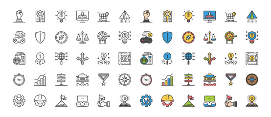 Business Symbols Elements Icons , People, Management ,think