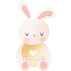 sleepy bunny watercolor illustration