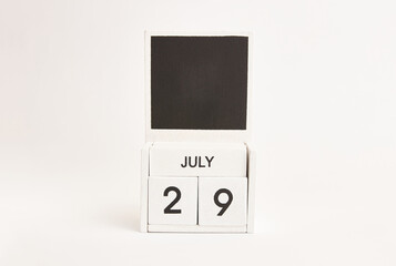 Calendar with date July 29 and space for designers. Illustration for an event of a certain date.