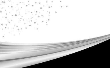 Obraz premium 白と黒の背景に銀の曲線 紙吹雪