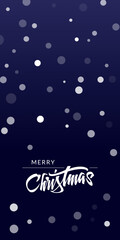 Christmas and New Year Lettering Typographical on blue Xmas background with winter landscape with snowflakes. Merry Christmas card and invitations. Vector Illustration with Snowfall.