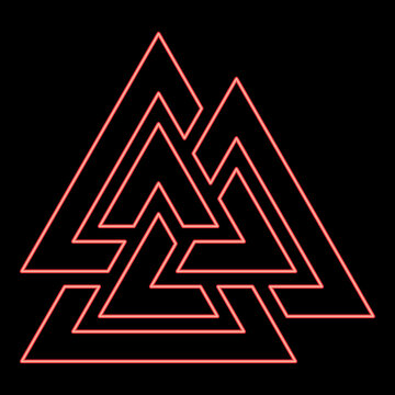 Neon valknut symbol red color vector illustration image flat style