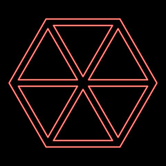 Neon abstract cube shape Hexagon box red color vector illustration image flat style