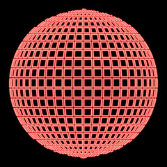 Neon disco ball Disco party concept Ball world concept Web idea red color vector illustration image flat style