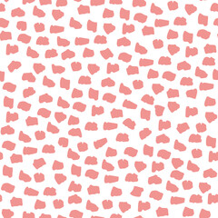 Abstract spotted seamless pattern in pastel colors. Background with pink brush strokes. Vector hand-drawn illustration. Perfect for decorations, wallpaper, wrapping paper, fabric.