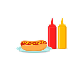 vector of fresh and warm hand made hotdog