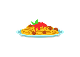 vector of fresh and warm hand made spaghetti