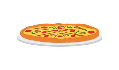 vector of fresh and warm hand made pizza