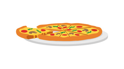 vector of fresh and warm hand made pizza