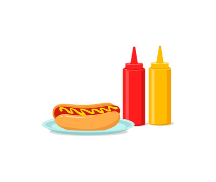 hot dog with ketchup and mustard clip art preview