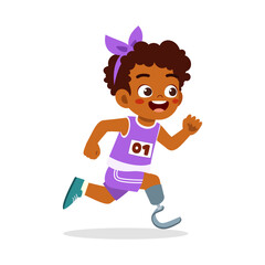 little kid with prosthetic leg run on race