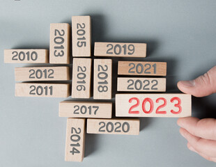 Wooden Blocks with New Year 2023