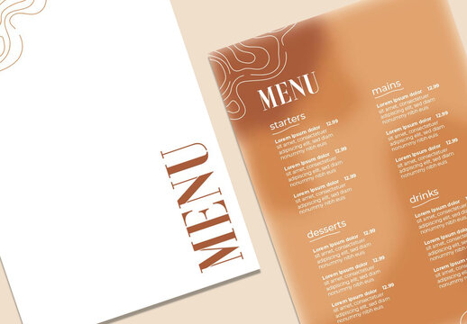 Menu with Brown Gradient and Line Graphics