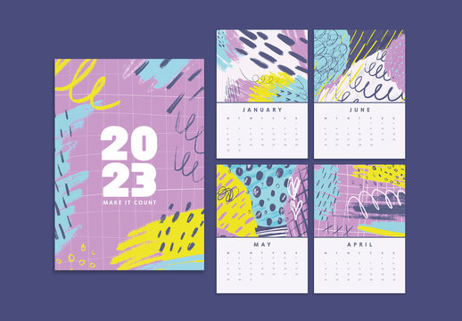Colourful Abstract 2023 Calendar Template