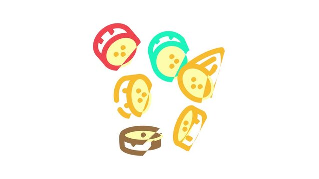 slices banana color icon animation