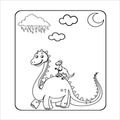 coloring alphabet for kids.Fukuiraptor Dinosaur Coloring Page Illustration