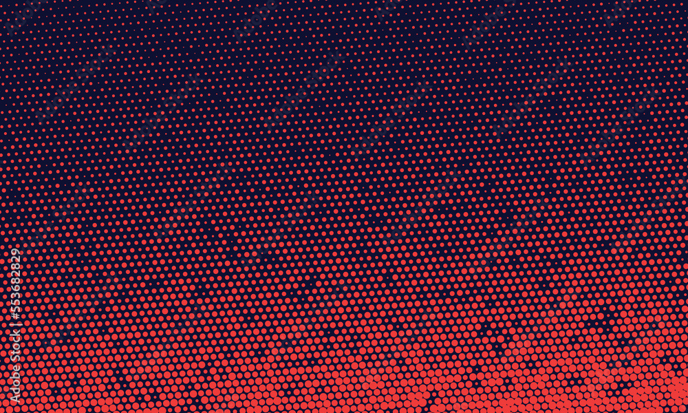 Poster Abstract art background with halftone red dots in chaos.