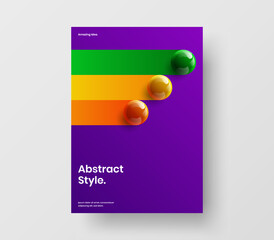 Simple journal cover vector design layout. Amazing 3D balls placard concept.
