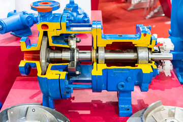 cross section present detail component inside centrifugal pump for industrial such as vane or...